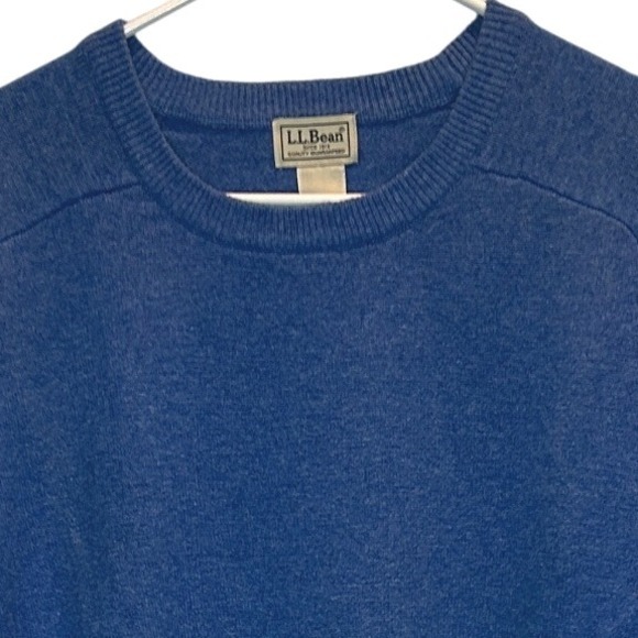 L.L. Bean Lambs Wool Crew Neck Heather Blue Sweater Large Tall - Picture 1 of 4